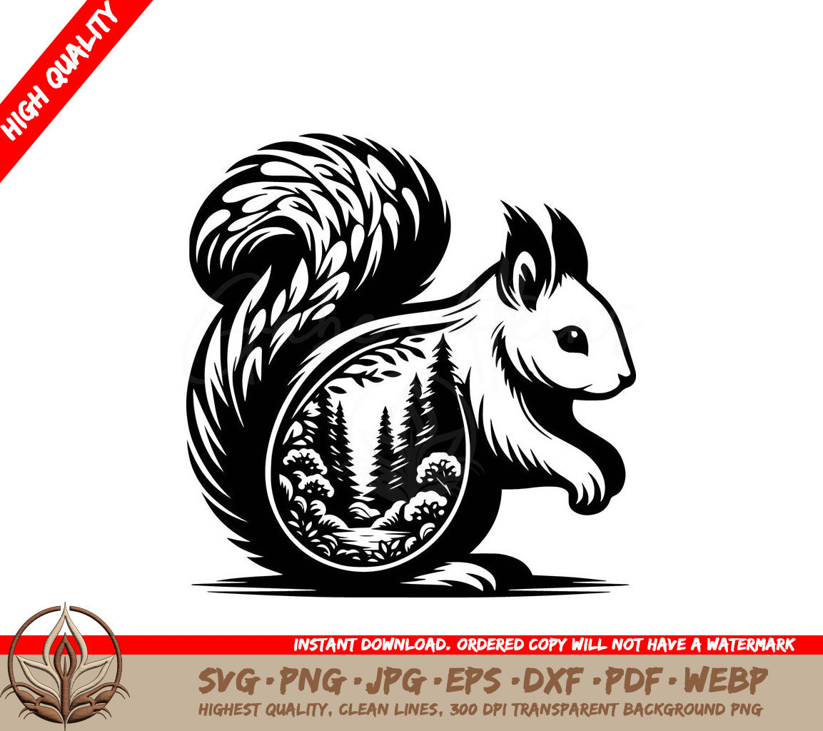 Squirrel Woodland Adventure: Digital Design File (SVG, PNG, JPG, AI, PDF, DXF, EPS, WebP)