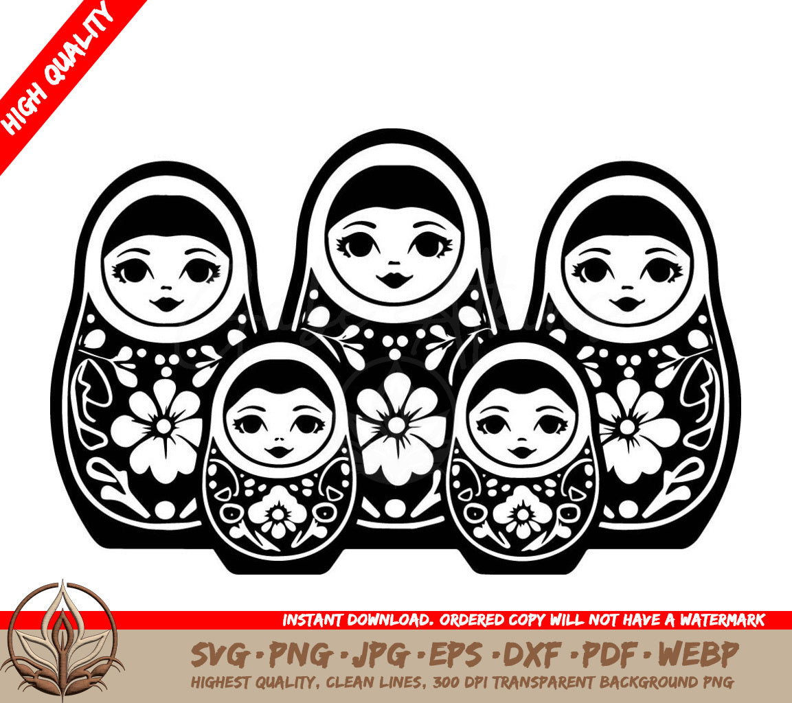 Stacked Dolls Digital Design Files (SVG, PNG, JPG, AI, PDF, DXF, EPS, WebP)