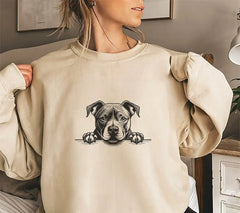 Pit Bull Peeking Over Wall SVG - Staffordshire Bull Terrier SVG