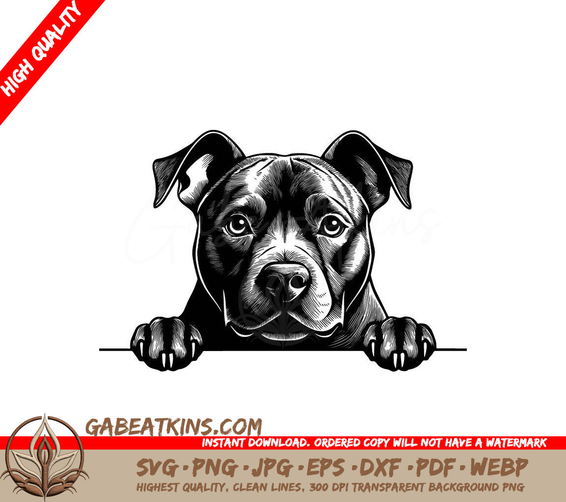 Staffordshire Bull Terrier Peeking Over Wall SVG SVG