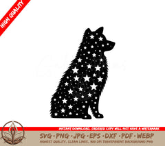 Star Filled Canine Digital Design File (SVG, PNG, JPG, AI, PDF, DXF, EPS, WebP)