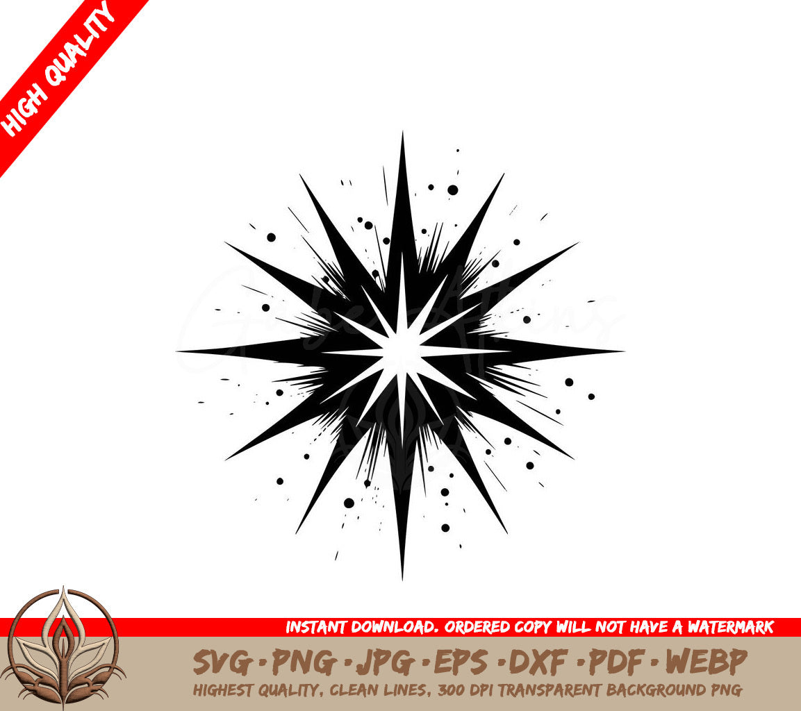 Starburst Digital Design File in SVG PNG JPG AI PDF DXF EPS and WebP Formats