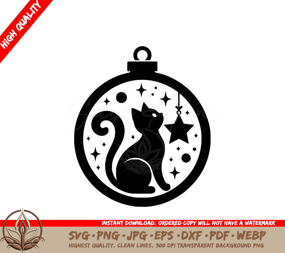 A Cat In A Christmas Ornament SVG - Starlight Feline Ornament SVG