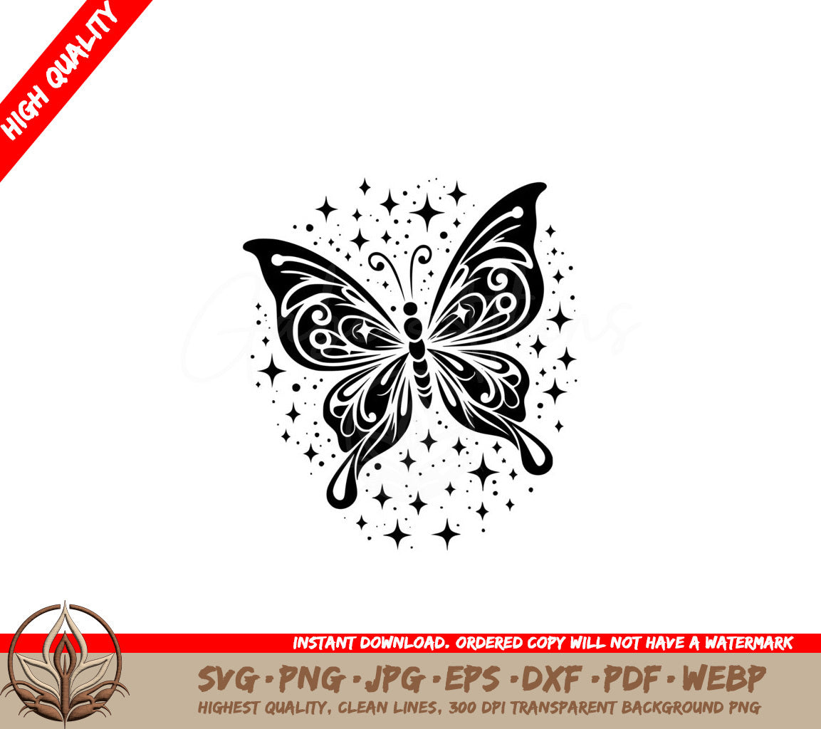 Starry Butterfly Dreams SVG PNG JPG AI PDF DXF EPS  WebP