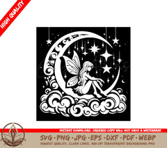 Starry Fairy Night SVG PNG JPG AI PDF DXF EPS and WebP Digital Download