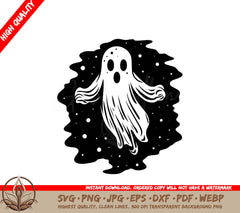 A Black And White Drawing Of A Ghost With A Surprised Look On Its Face