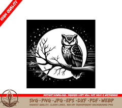 Starry Moonlit Owl SVG PNG JPG AI PDF DXF EPS  WebP