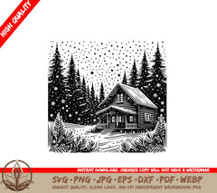 Starry Night Cabin SVG PNG JPG AI PDF DXF EPS WebP