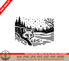 Starry Night Fox SVG PNG JPG AI PDF DXF EPS and WebP Digital Download