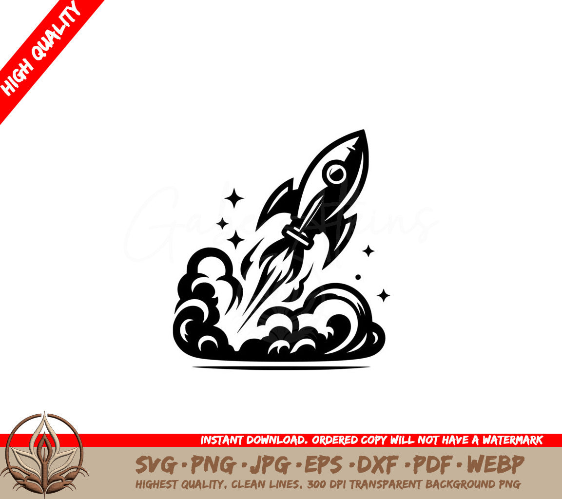 Starry Rocket Ascent SVG PNG JPG AI PDF DXF EPS WebP