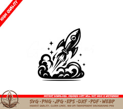 Starry Rocket Ascent SVG PNG JPG AI PDF DXF EPS WebP