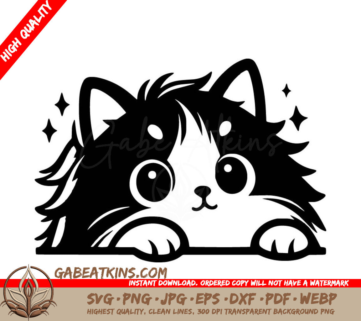 A Cat Peeking Out SVG - Starry Whisker Peek SVG