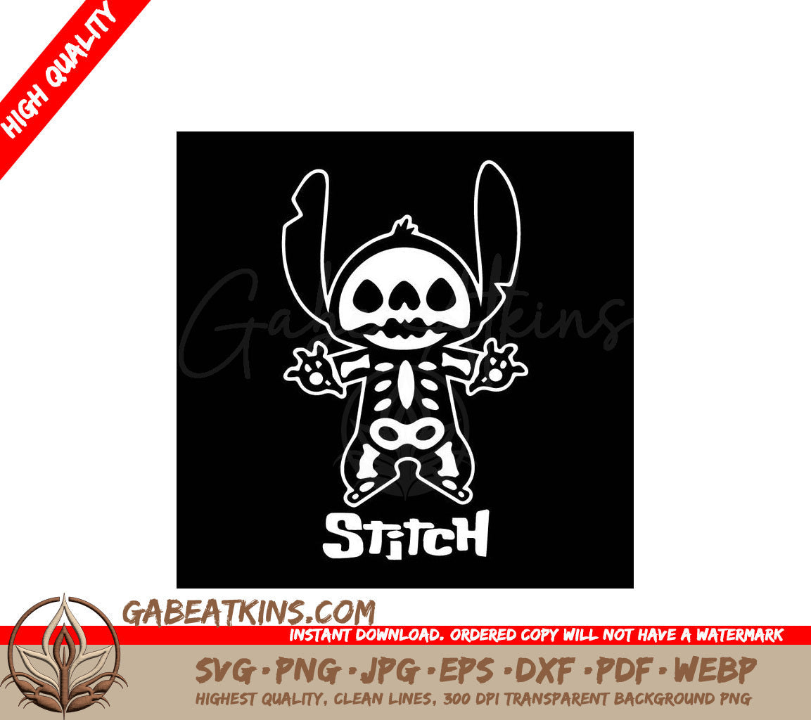 Stitch With The Word Stitch Below Him SVG - Stitch Halloween SVG SVG