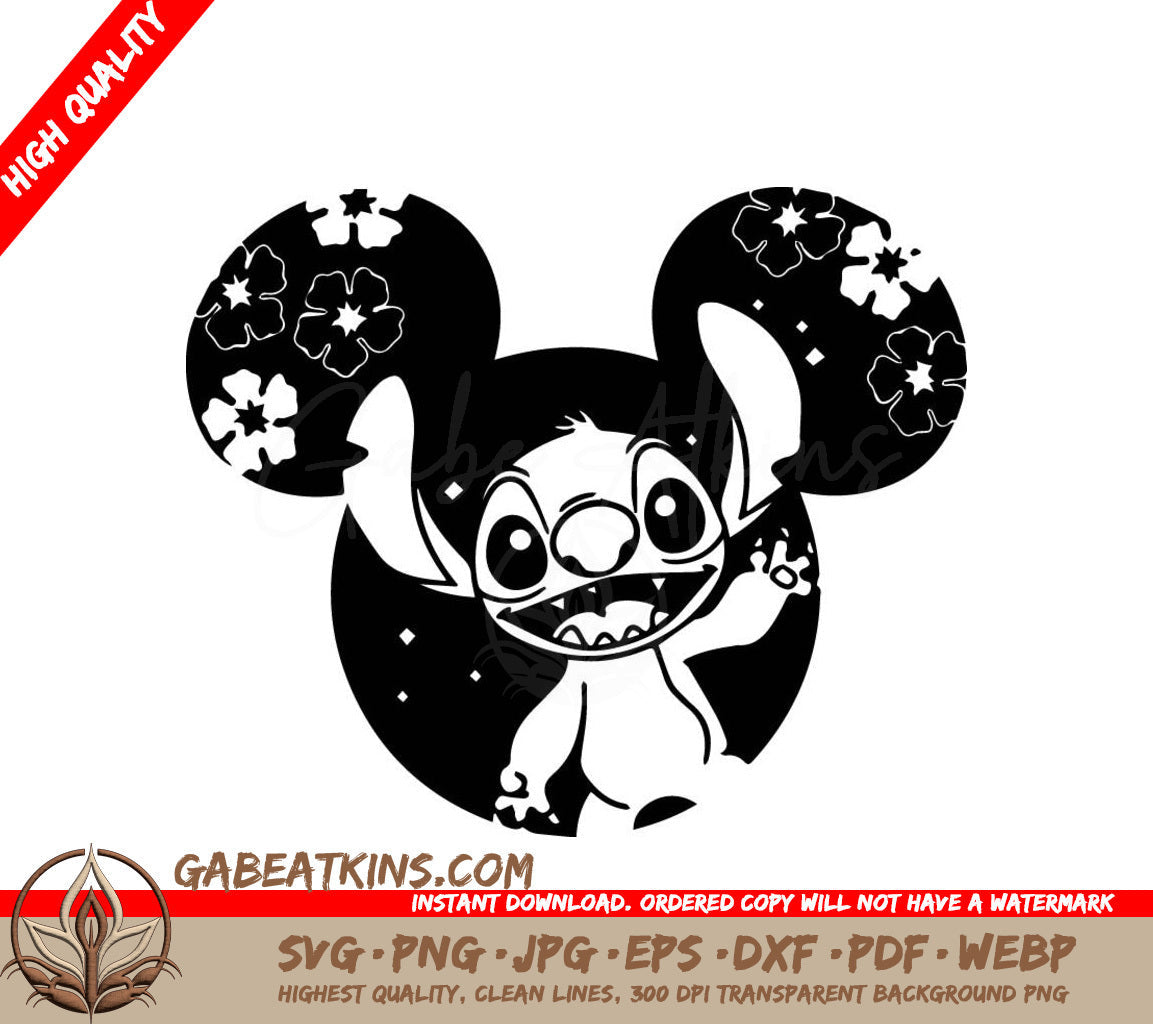 Stitch With Mickey Mouse Ears SVG - Stitch SVG SVG
