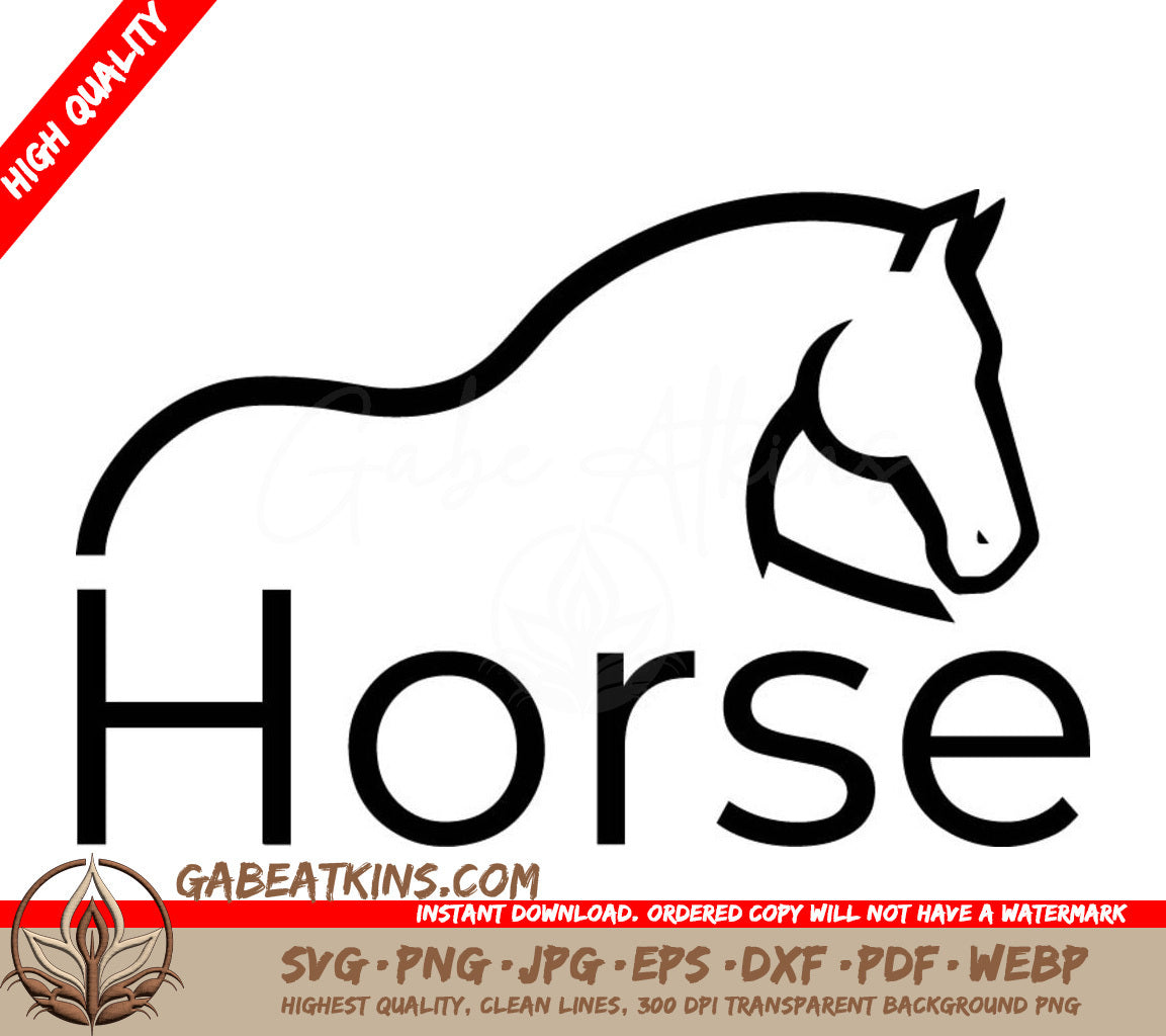 A Horse With The Word Horse Below It SVG - Striking Black Horse Logo Minimalist Vector Art SVG