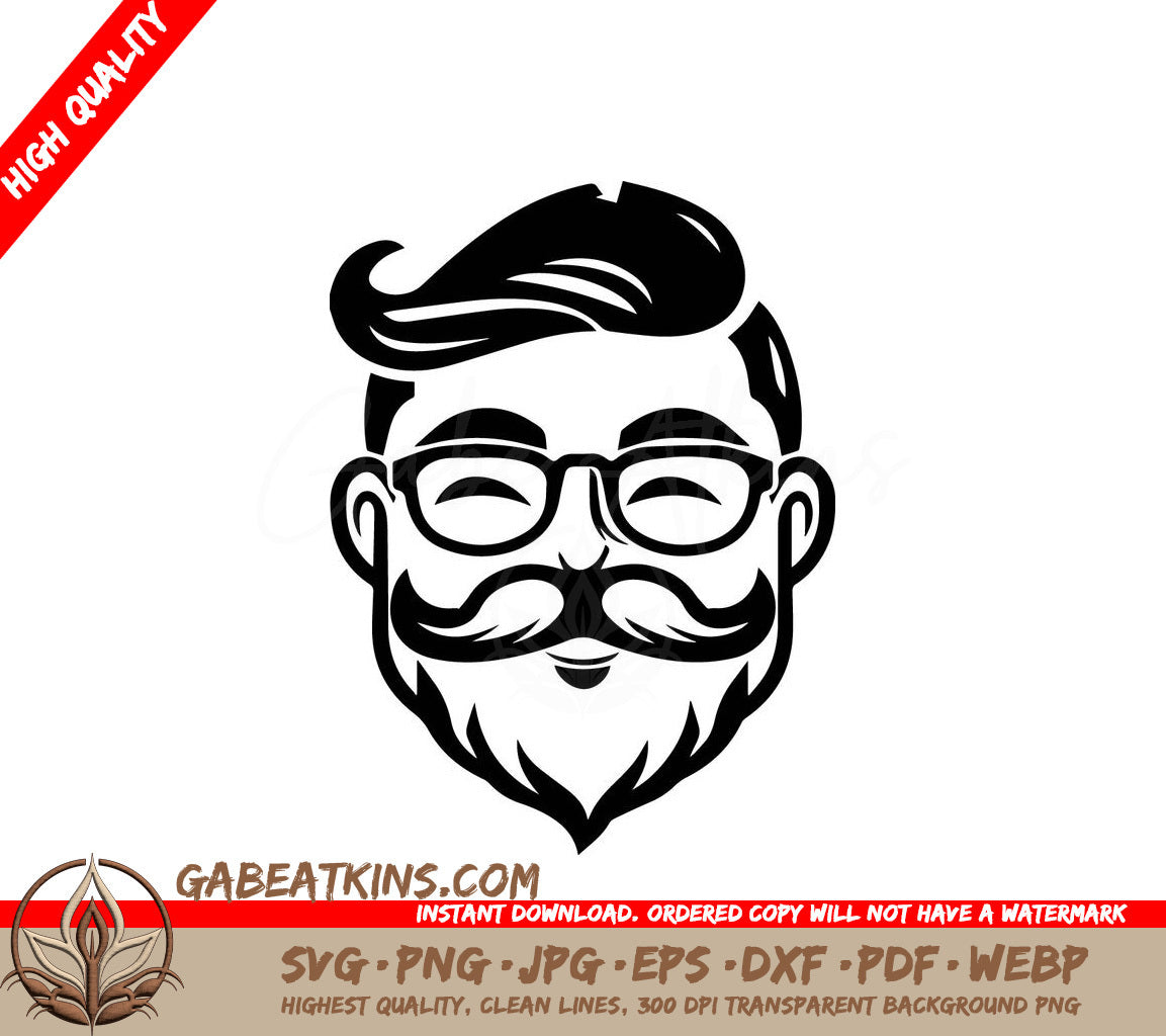 Stylish Mustache Man with Glasses - SVG Illustration SVG