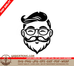 Stylish Mustache Man with Glasses - SVG Illustration SVG