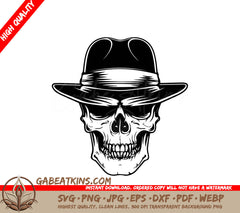 Stylized Skull with Hat SVG - Drawing SVG