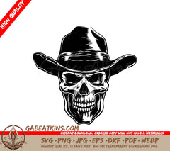 Stylized Cowboy Skull SVG - Drawing SVG