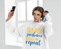 Sunrise Sunburn Sunset Repeat SVG - Blue & Yellow Sign SVG