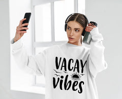 Vacay Vibes Sunset SVG with Birds - Summer Vacation Design SVG