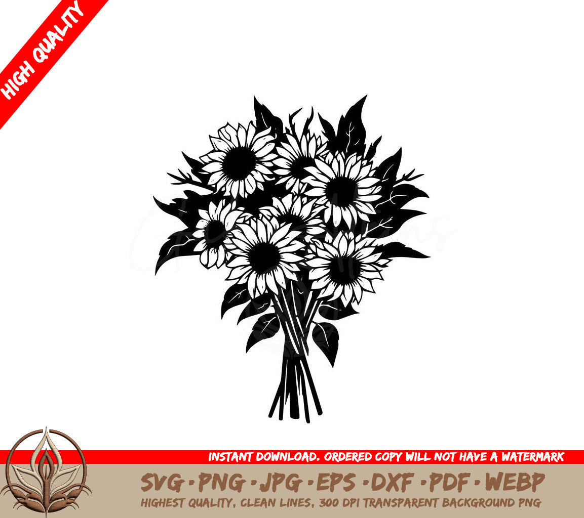 Sunflower Arrangement Digital Design - SVG PNG JPG AI PDF DXF EPS WebP File Formats