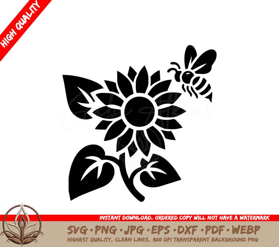Sunflower Buzz Digital Design in Multiple File Formats (SVG, PNG, JPG, AI, PDF, DXF, EPS, WebP)