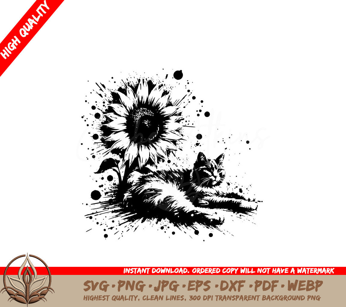 Sunflower Catnap SVG Cut File Design Download