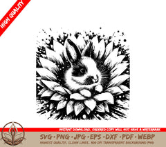 Sunflower Rabbit Bed SVG Cut File Digital Download