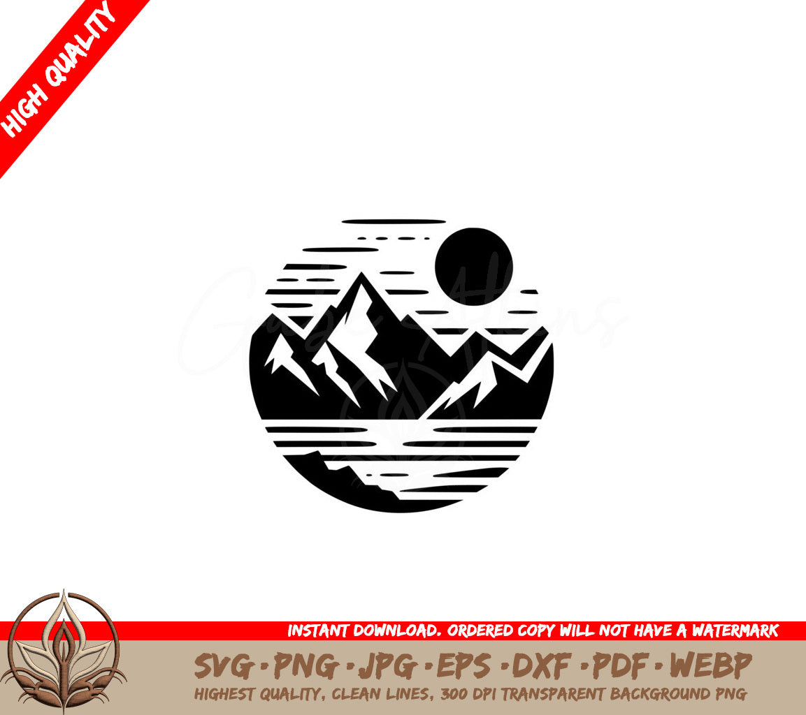 Sunlit Summit Waves SVG PNG JPG AI PDF DXF EPS WebP Digital Download