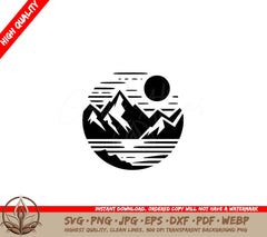 Sunlit Summit Waves SVG PNG JPG AI PDF DXF EPS WebP Digital Download