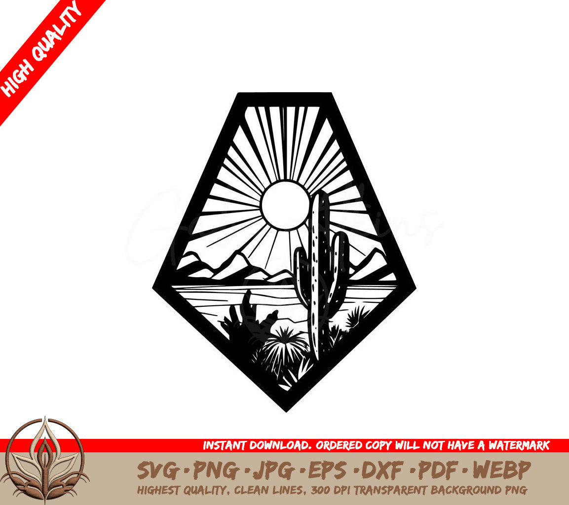 Sunny Desert Day Digital Design - SVG, PNG, JPG, AI, PDF, DXF, EPS WebP Formats