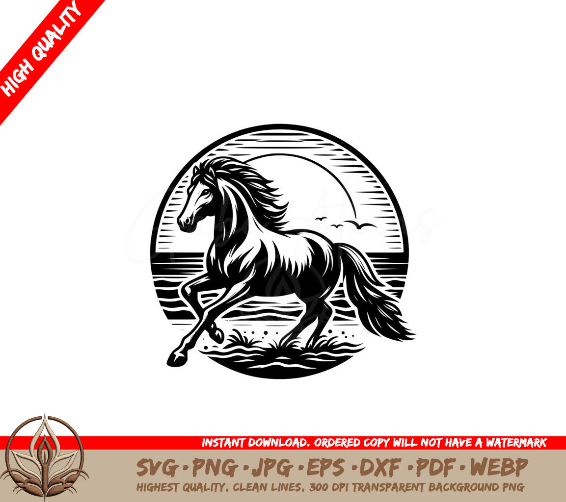 Sunny Sprinting Steed SVG Cut File Digital Download