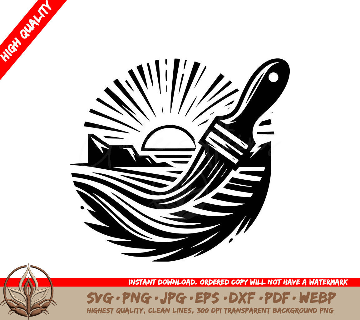 Sunset Art Splash Digital Design in Multiple File Formats (SVG, PNG, JPG, AI, PDF, DXF, EPS, WebP)