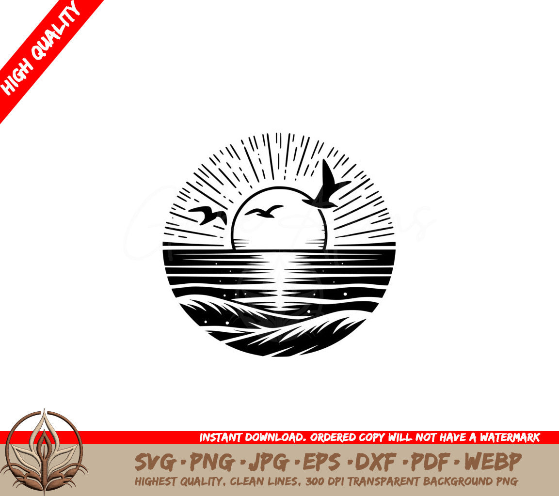 Sunset Bird Journey SVG PNG JPG AI PDF DXF EPS and WebP Digital Download