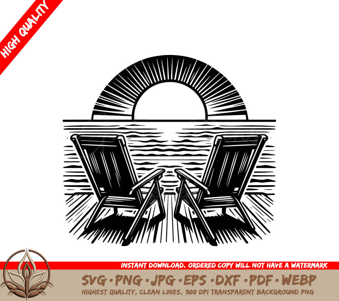 Sunset Deck Relaxation Digital Design File (SVG, PNG, JPG, AI, PDF, DXF, EPS, WebP)