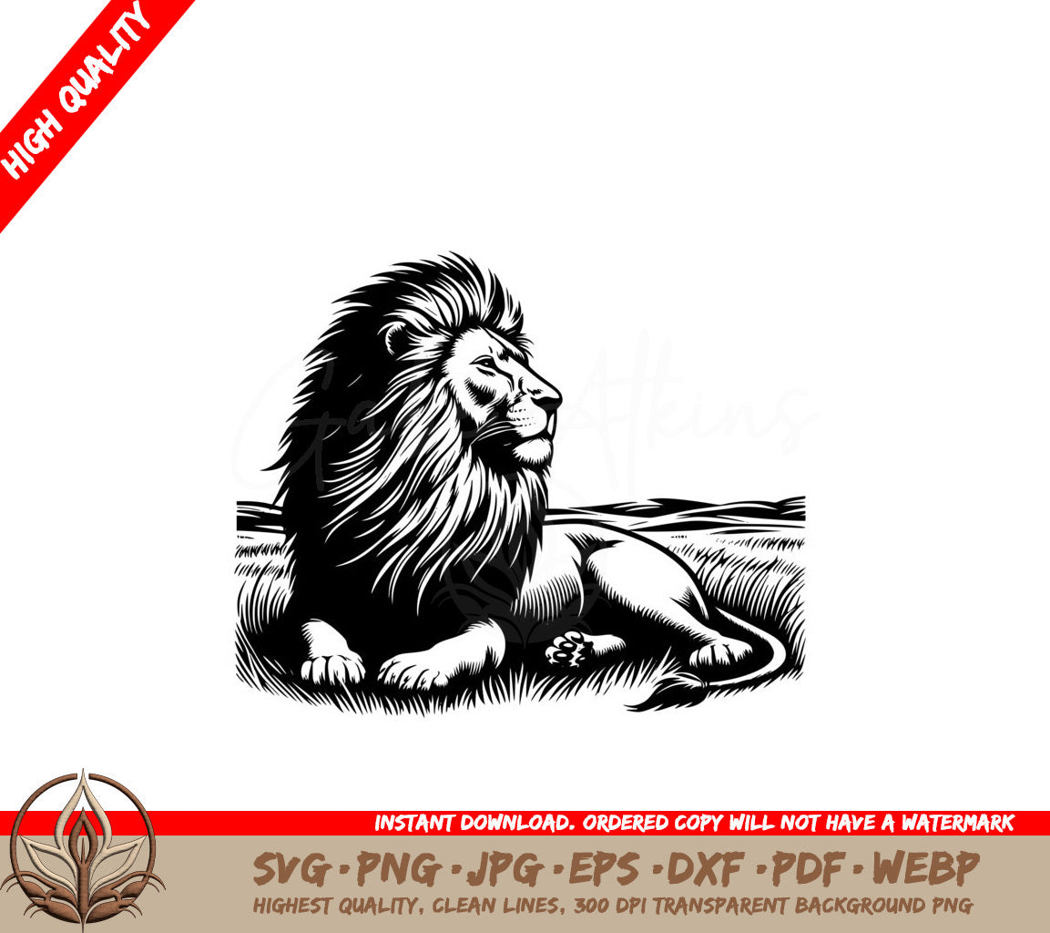 Sunset Lion Lounge SVG PNG JPG AI PDF DXF EPS and WebP Digital Download