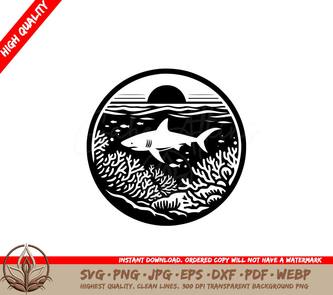 Sunset Shark Waters SVG