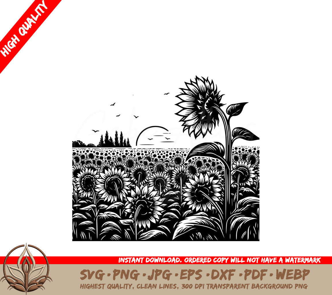 Sunset Sunflower Field SVG