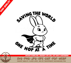 Super Bunny Hero Digital Design File (SVG, PNG, JPG, AI, PDF, DXF, EPS, WebP)