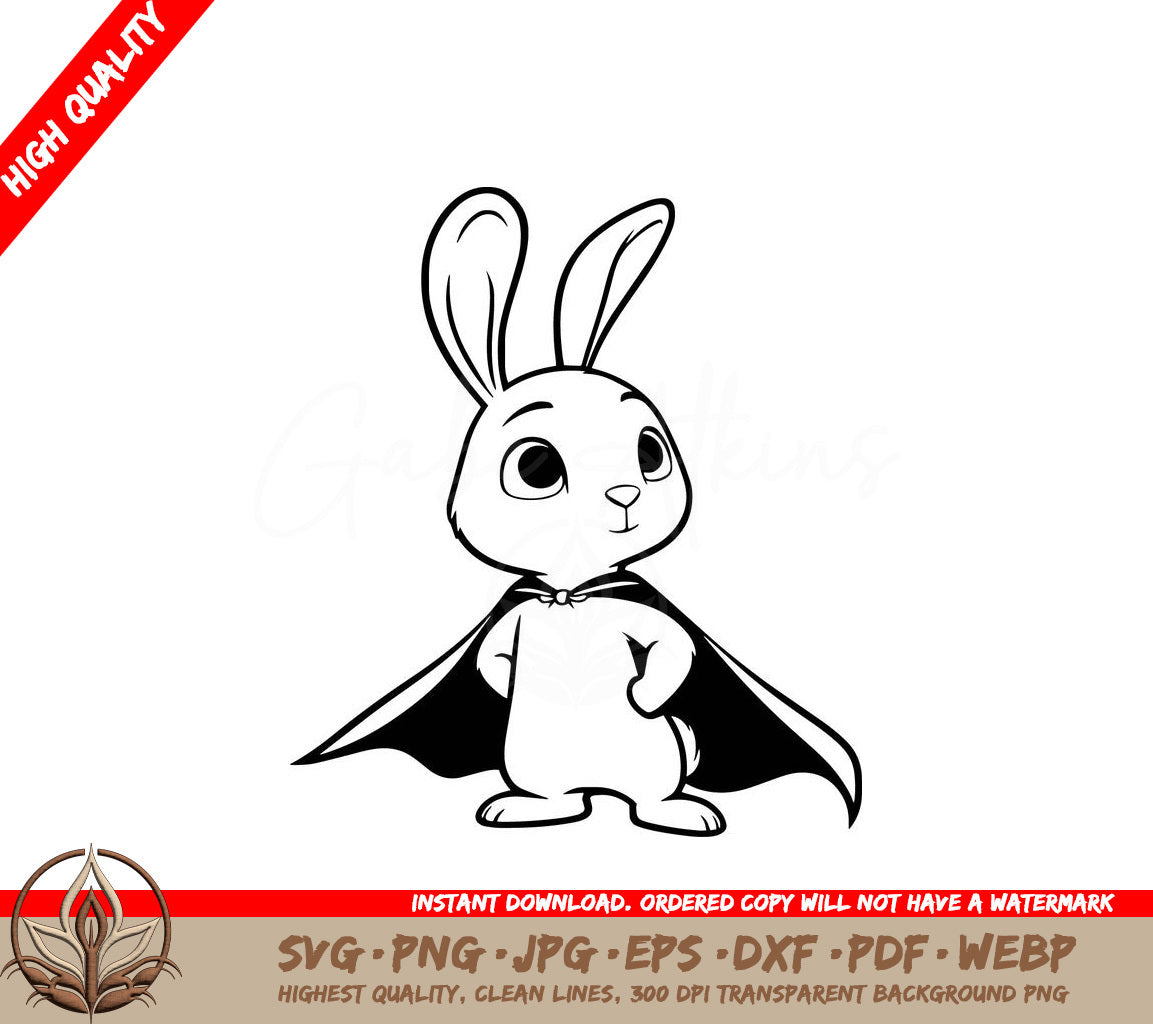 Super Bunny Digital Design in SVG, PNG, JPG, AI, PDF, DXF, EPS and WebP Formats