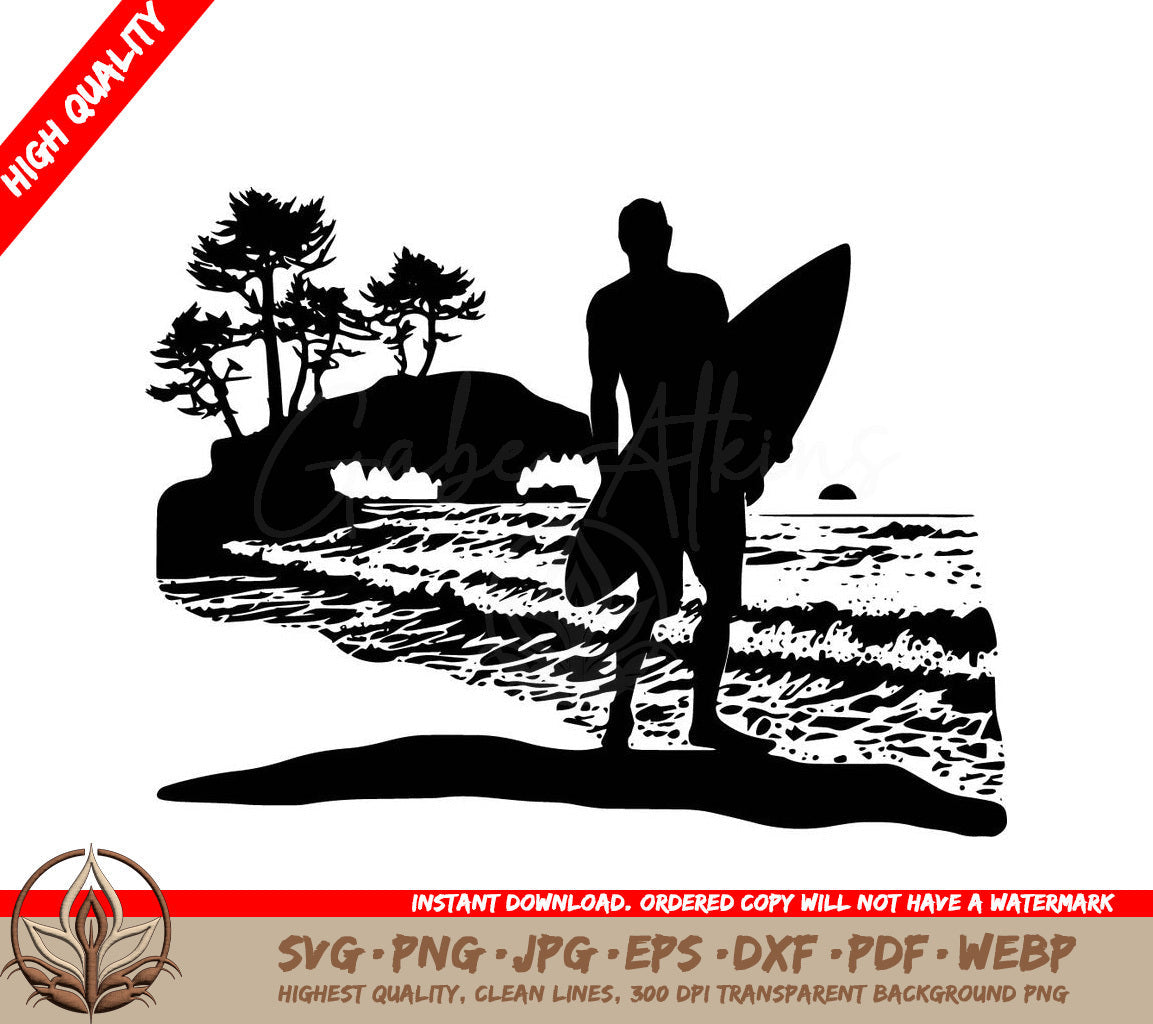 Surfing Santa Cruz - Digital Design in Multiple File Formats (SVG, PNG, JPG, AI, PDF, DXF, EPS, WebP)
