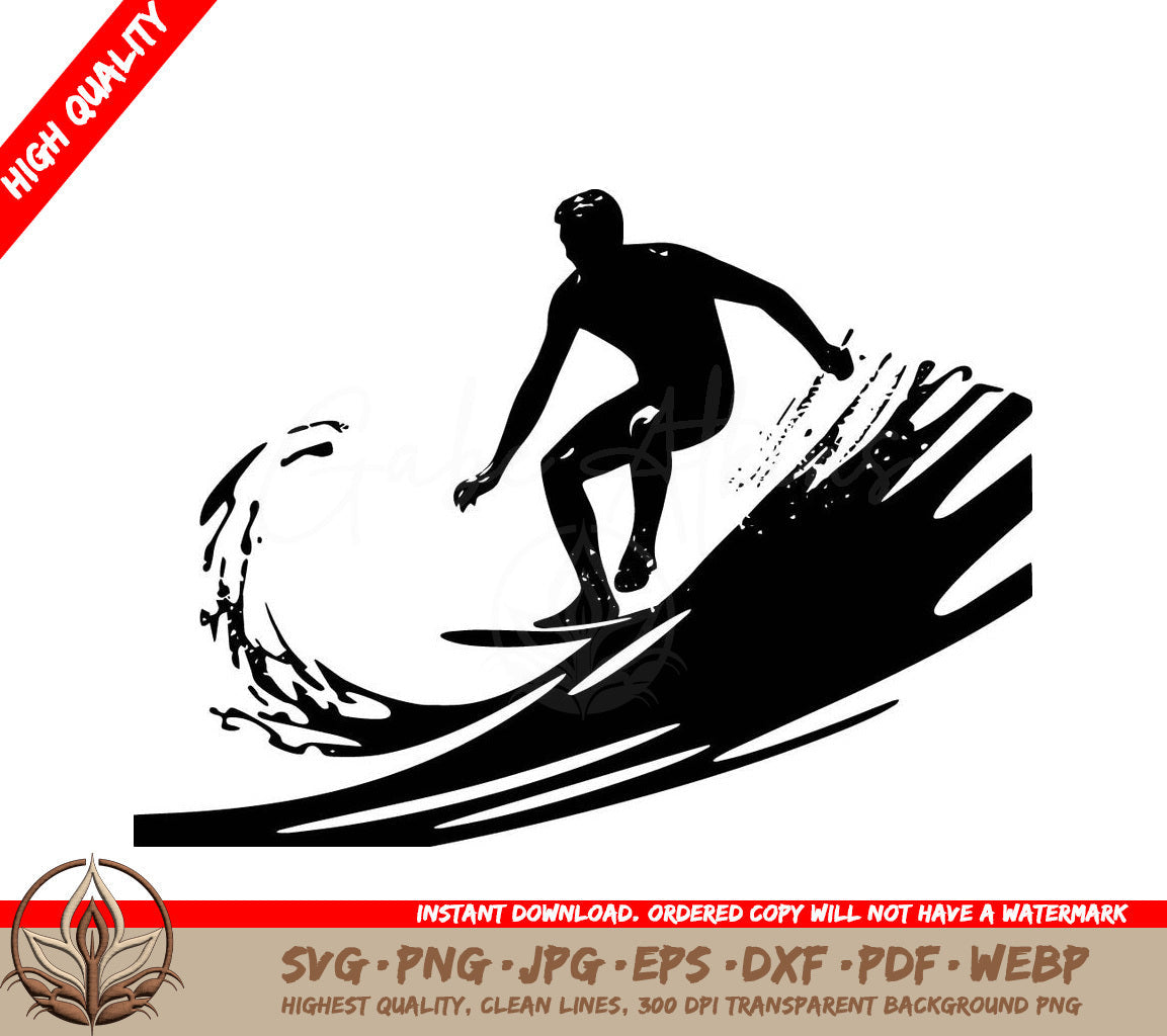 Surfing Waves Digital Design in 8 File Formats (SVG, PNG, JPG, AI, PDF, DXF, EPS, WebP)