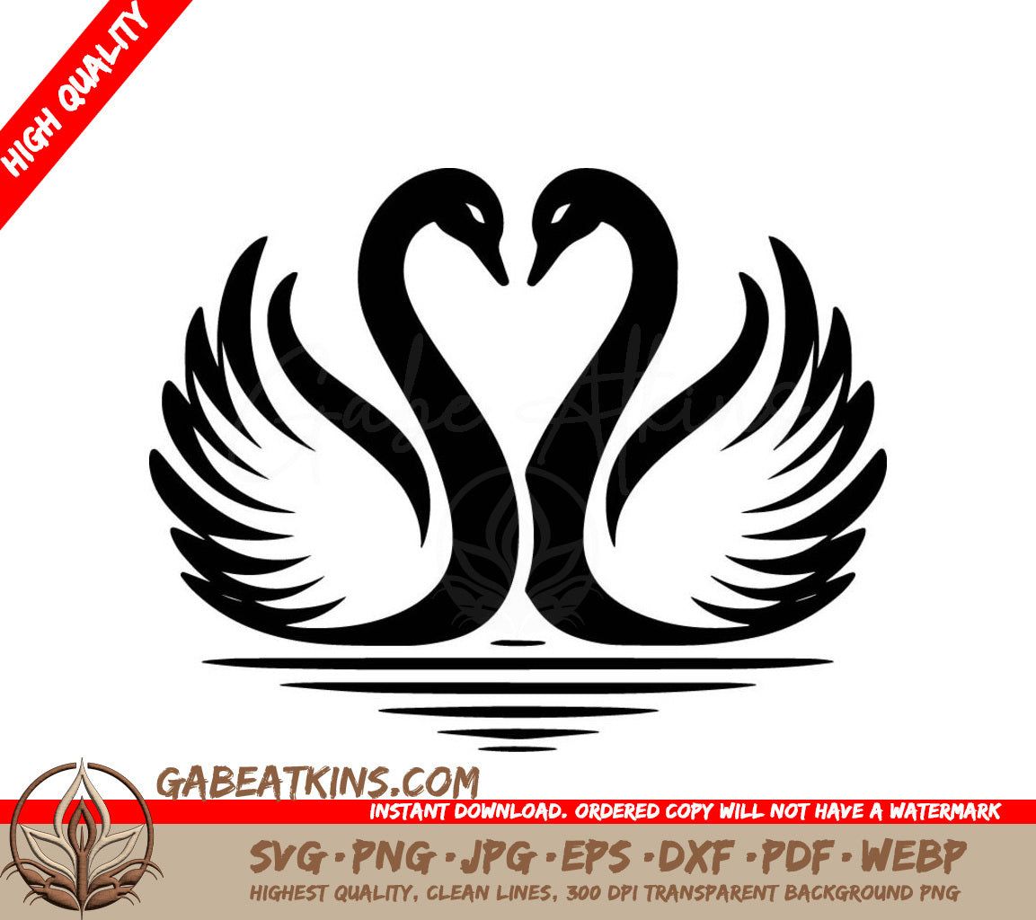 Two Swans Making A Heart Shape SVG - Swan Heart Elegance SVG