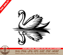 Swan Reflection Digital Design - SVG, PNG, JPG, AI, PDF, DXF, EPS WebP Formats