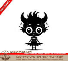 Cute Halloween Monster SVG - Horned Skeleton Sidekick SVG