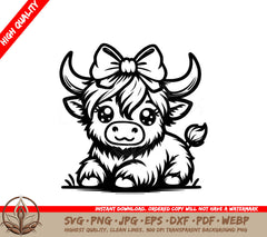 Sweet Little Highland Cow: Multi-Format Digital Design File (SVG, PNG, JPG, AI, PDF, DXF, EPS, WebP)