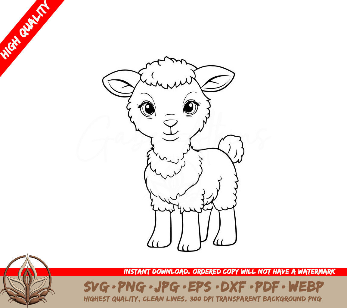 Sweet Little Lamb Digital Design - SVG, PNG, JPG, AI, PDF, DXF, EPS WebP File Formats