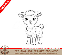Sweet Little Lamb Digital Design - SVG, PNG, JPG, AI, PDF, DXF, EPS WebP File Formats