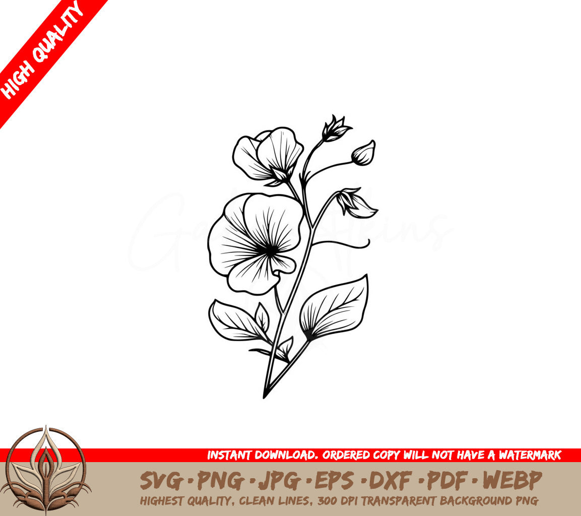 Sweet Pea Blossoms SVG